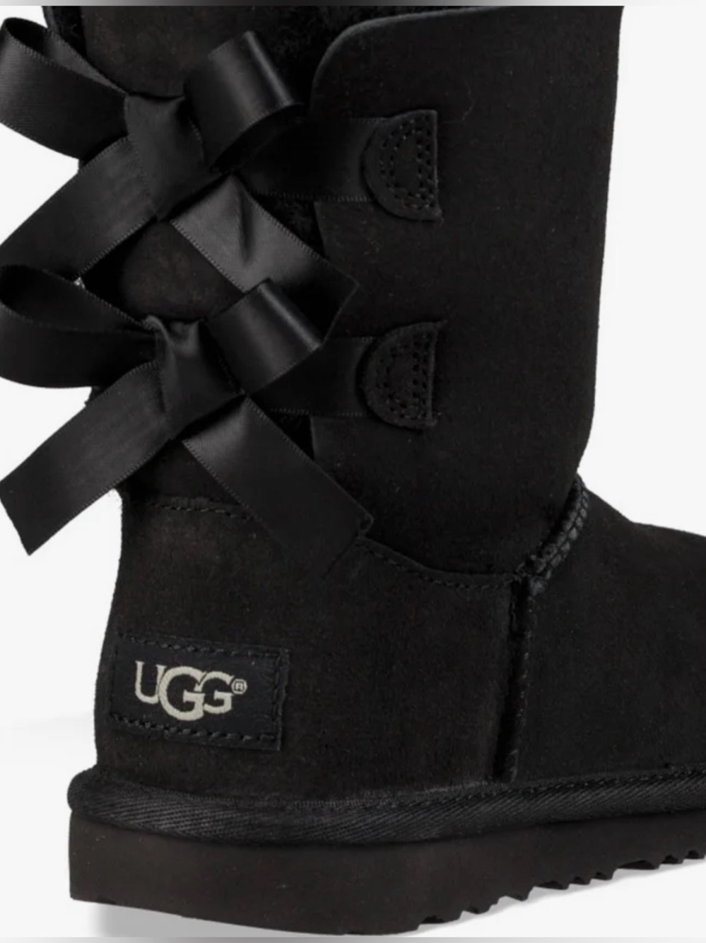 UGG Black Short Suede Winter Boots with Back Bows
